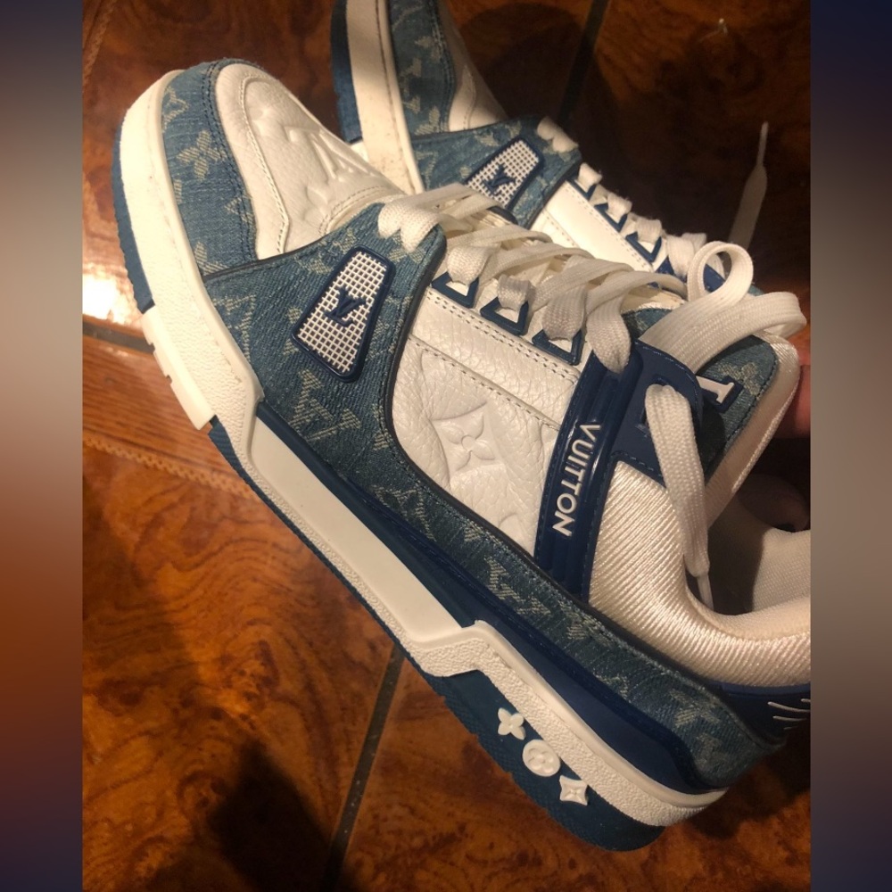 Louis Vuitton Cream and Blue Sneakers